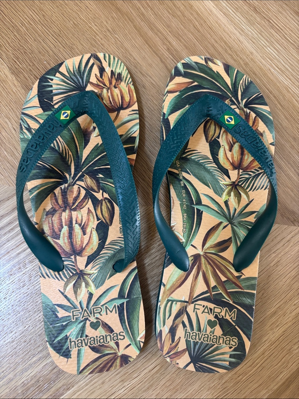 Havaianas x Farm Rio Tropical Print Flip Flops - Dark Green Straps
